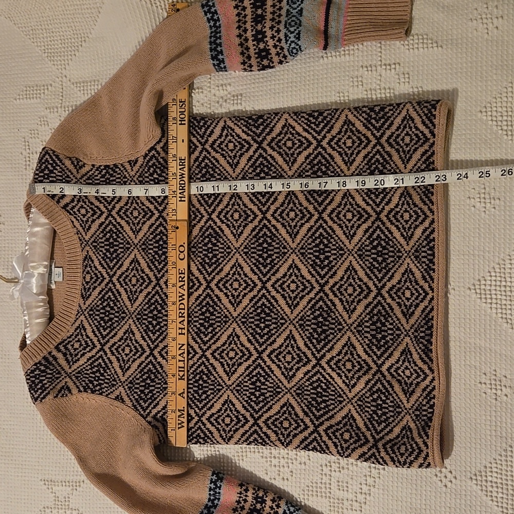 Sundance Tan and Black Patterned Crew Neck Sweater - Picture 5 of 5